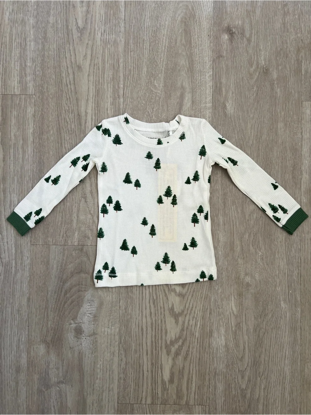 Angel Dear Loungewear Set Boys 18-24M Ivory Tiny Forest Christmas Waffle Knit